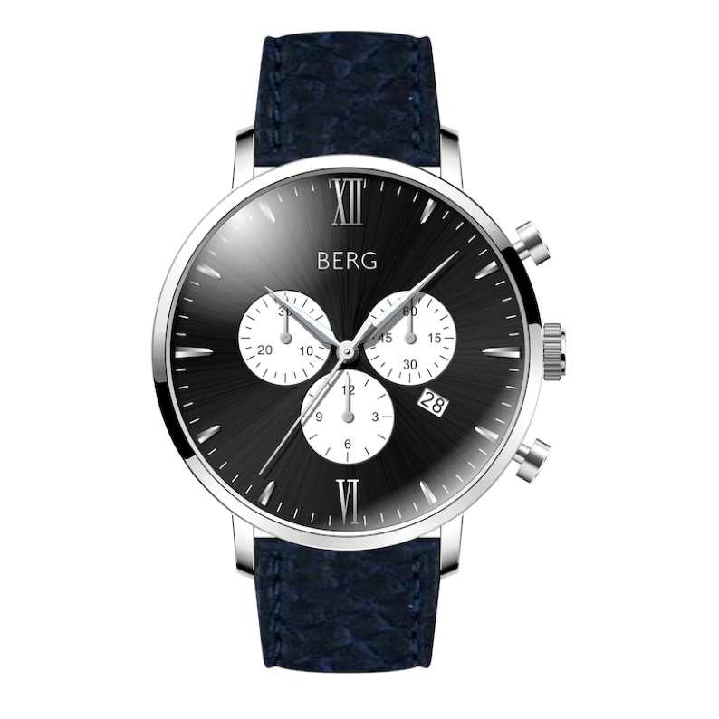 BIRKEBEINER 42 MM SVART SØLV - Berg Watches