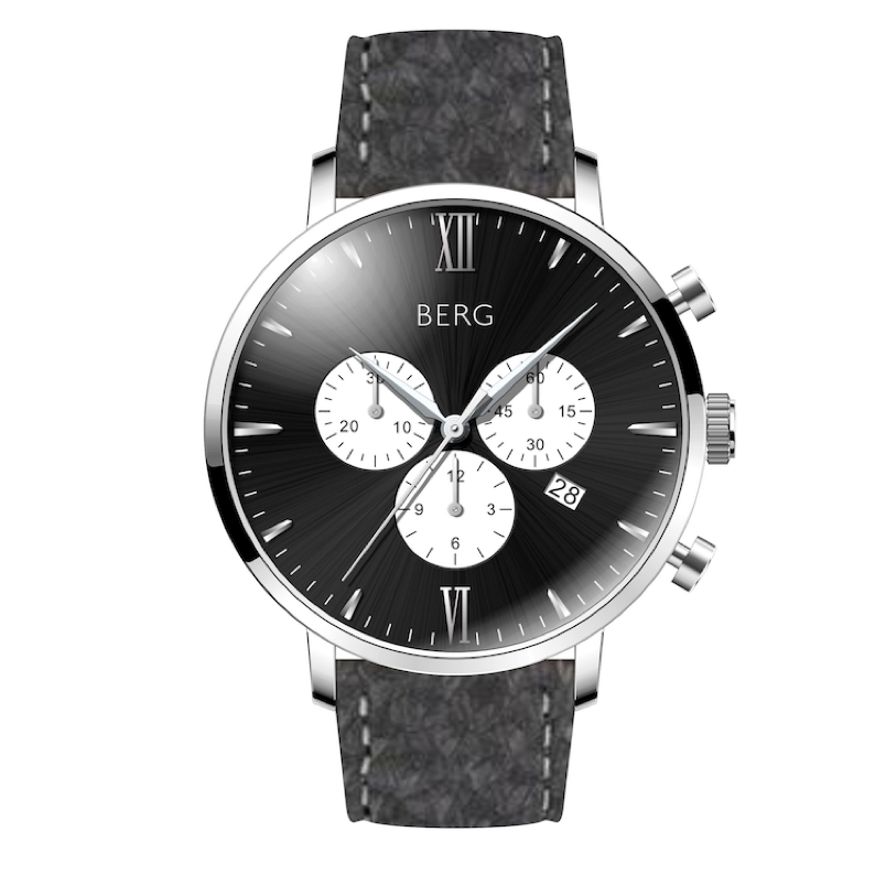 BIRKEBEINER 42 MM SVART SØLV - Berg Watches