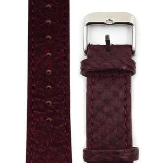 Vinrød Lakseskinn Reim Sølv 20 MM - Berg Watches