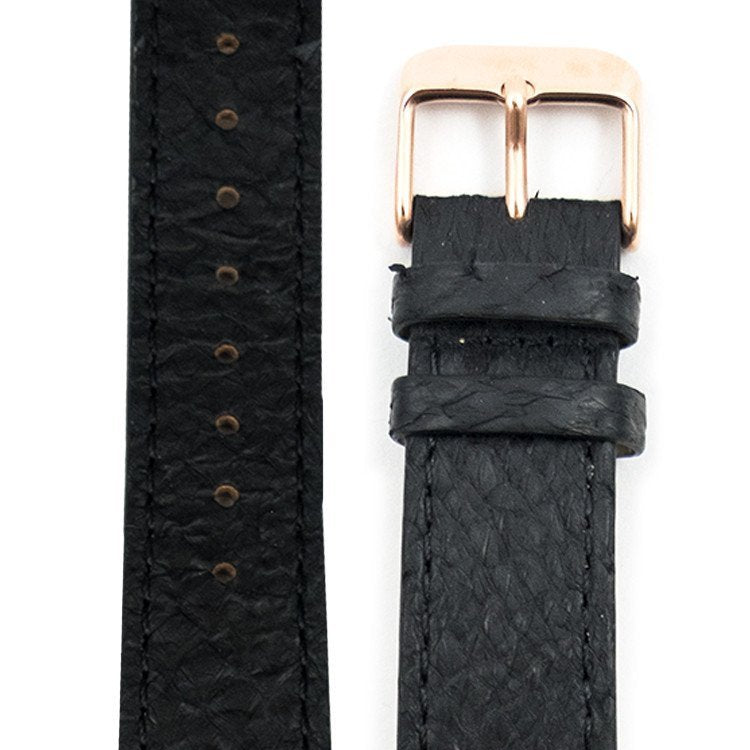 Svart Lakseskinn Reim Rosé Gull 16 MM - Berg Watches