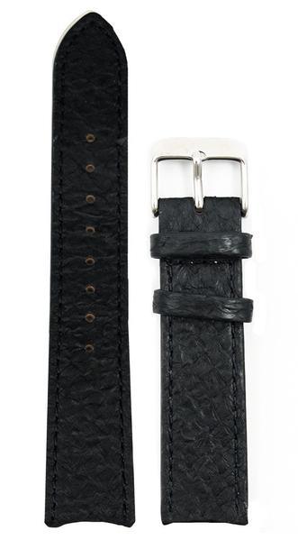 Svart Lakseskinn Reim Sølv 16 MM - Berg Watches