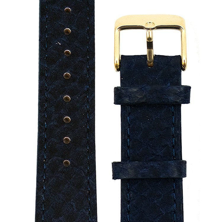 Blå Lakseskinn Reim Gull 20 MM - Berg Watches