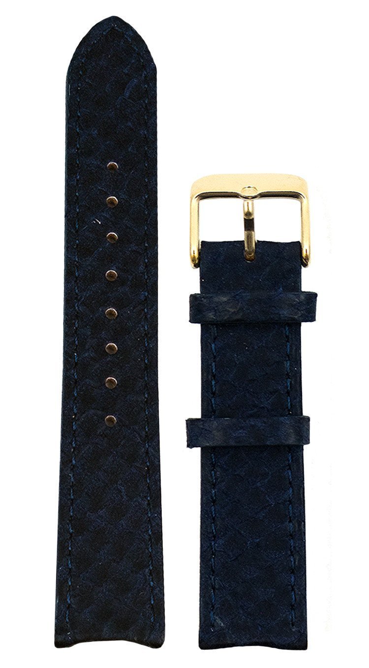 Blå Lakseskinn Reim Gull 20 MM - Berg Watches