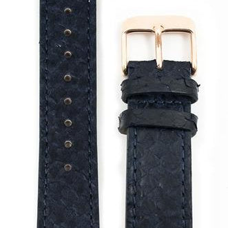 Blå Lakseskinn Reim Rosé Gull 16 MM - Berg Watches