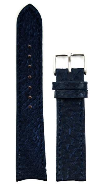 Blå Lakseskinn Reim Sølv 16 MM - Berg Watches