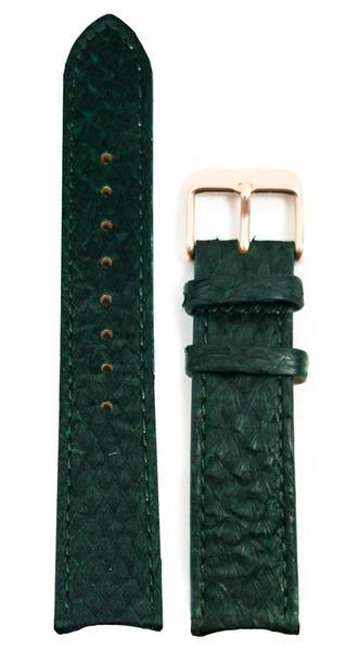 Grønn Lakseskinn Reim Rosé Gull 20 MM - Berg Watches