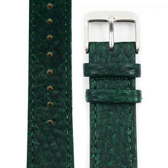 Grønn Lakseskinn Reim Sølv 16 MM - Berg Watches