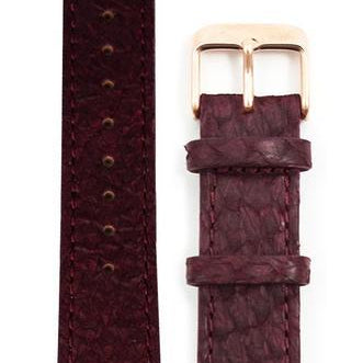 Vinrød Lakseskinn Reim Rosé Gull 16 MM - Berg Watches