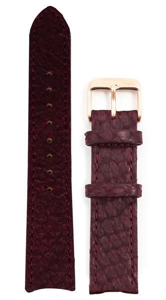 Vinrød Lakseskinn Reim Rosé Gull 20 MM - Berg Watches