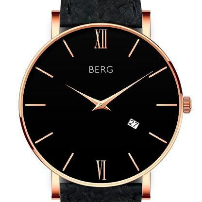Ulriken Svart Rosé Gull 36 mm - Berg Watches