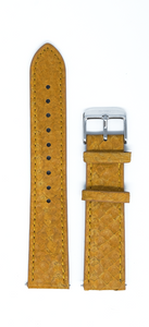 Okergul Sølv 20 MM Lakseskinn Reim - Berg Watches