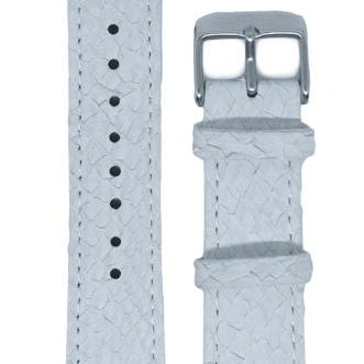 Hvit Lakseskinn Reim Sølv 16 MM - Berg Watches