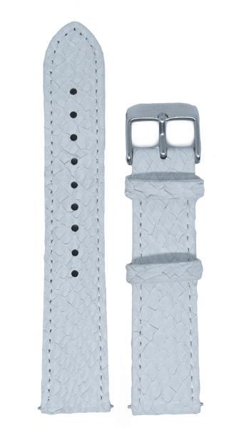 Hvit Lakseskinn Reim Sølv 16 MM - Berg Watches