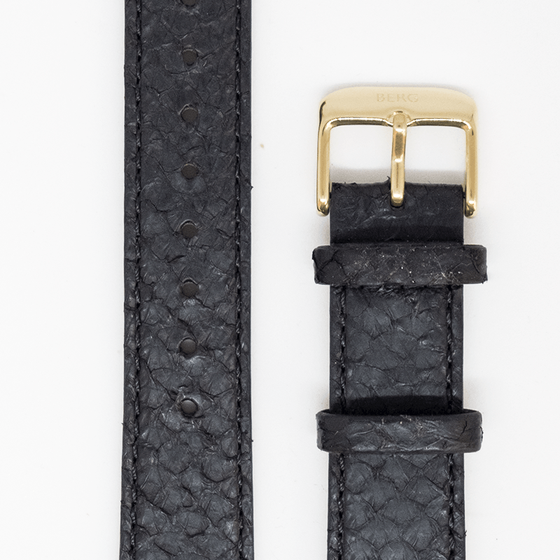 Ekstra Lang Svart Gull Reim - Berg Watches