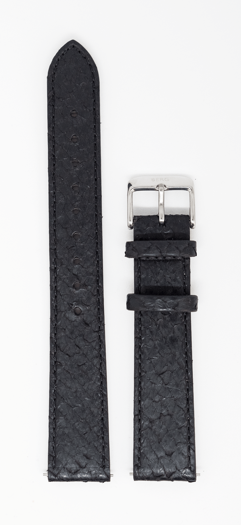 Ekstra Lang Svart Sølv Reim - Berg Watches